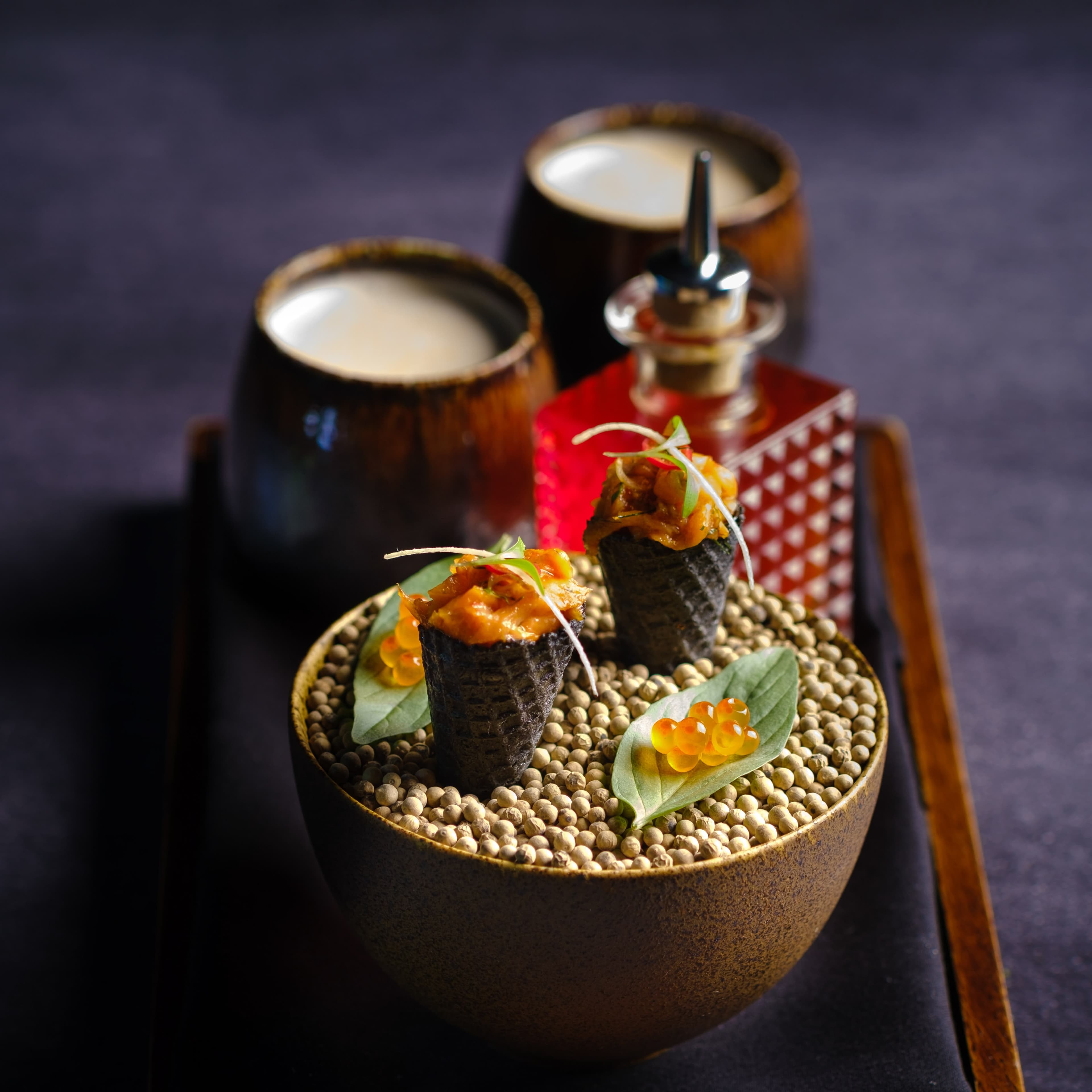 Coconut Soup with Prawn Cornet